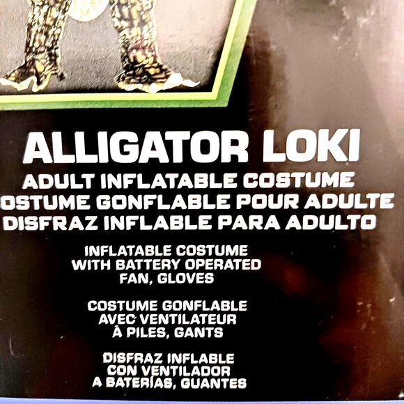 Alligator Loki Costume 7' TALL Adult INFLATABLE HALLOWEEN Jumpsuit Claws w FAN - Picture 7 of 15